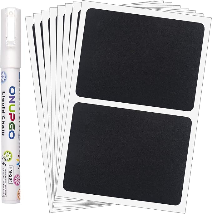ONUPGO Chalkboard Labels (48 Pack), Reusable Blackboard Stickers, Waterproof Chalkboard Sticker for Jars, Parties Decoration, Craft Rooms, Weddings, Storage, Organize Your Home & Kitchen(4"x3")