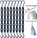 HOUSE DAY Space Saving Hangers 10 Pack, Closet Organizers and Storage | Sturdy Cascading Hangers with 5 Holes for Heavy Clothes, Multi Hangers in One, College Dorm Room Essentials - Misty Blue