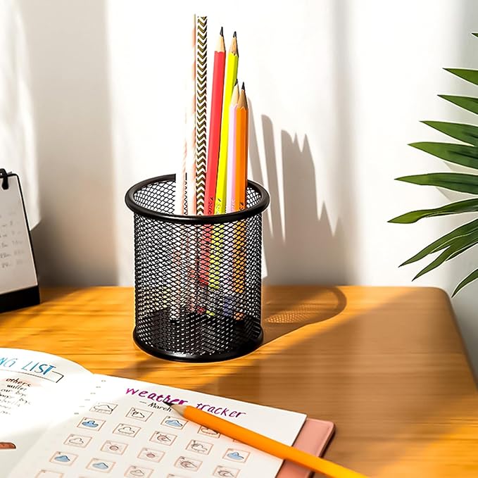 Pen Holder Pencil Organizer Mesh Cup Marker Tape Clip Scissors Container for Office Desk School Student and Teacher