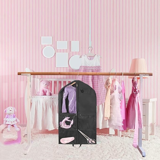 Dance Costume Garment Bag for Dancers with Backpack Storage Bag,40 inch Kids Garment Bag for Dance Competitions with Pockets for Dance Costumes,Cheer Uniform Garment Bags for Hanging Clothes Travel