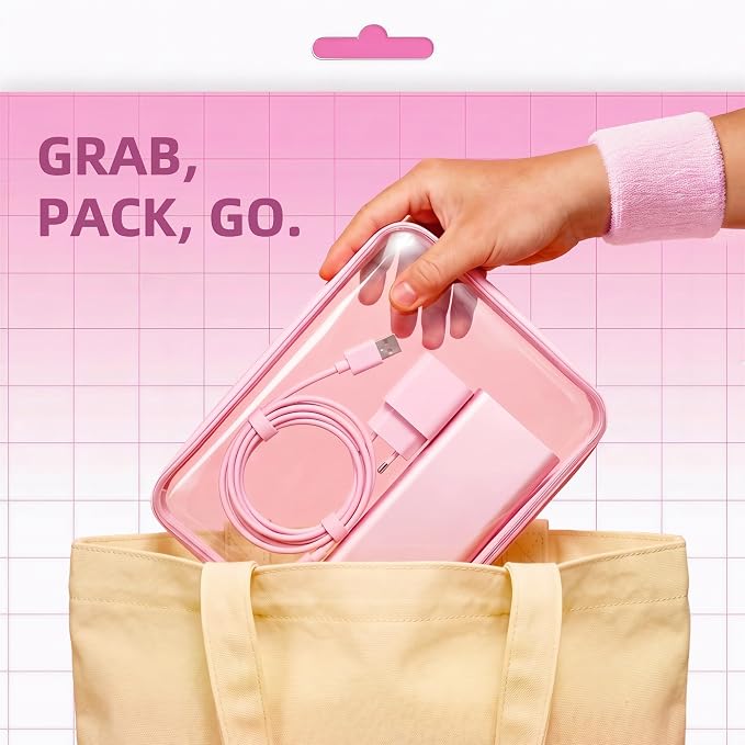 CoiiJoii 3PCS Large Clear Hard Shell Zippered Case, Diaper Bag Organizing Pouches, Waterproof Cosmetic Bag, Kid's Toy Storage Organizer Bins, Pencil Case.
