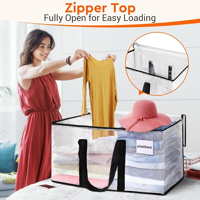 BlissTotes Moving Bags, 125L 10-Pack Storage Bags, Moving Box Heavy Duty Extra Large, Moving Totes with Zipper, Large Packing Bag with Reinforced Handles, Boxes for Packaging Moving