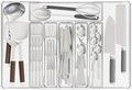 Yieach Clear Expandable Silverware Drawer Organizer - Adjust From 11'' to 22'' - Knife,Cutlery,Spoons and Forks Organizer,Large 8 Grid Flatware,Silverware Tray,Utensil Organizer for Kitchen Drawers