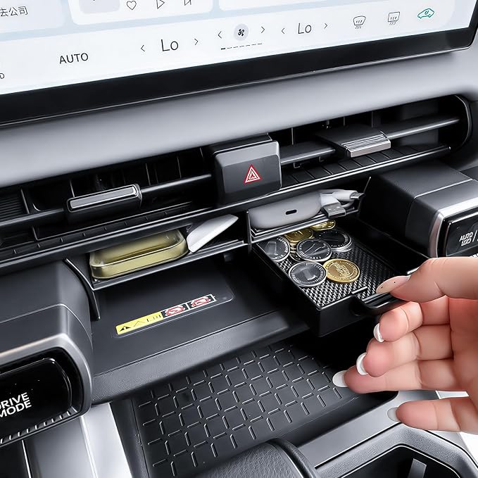 EDBETOS Center Console Organizer for 2026 Toyota RAV4 Accessories w/Drawer | for 2026 RAV4 Under Screen Storage Tray Divider 4 Compartment Console Organizer for Wireless Charging Area, ABS Insert