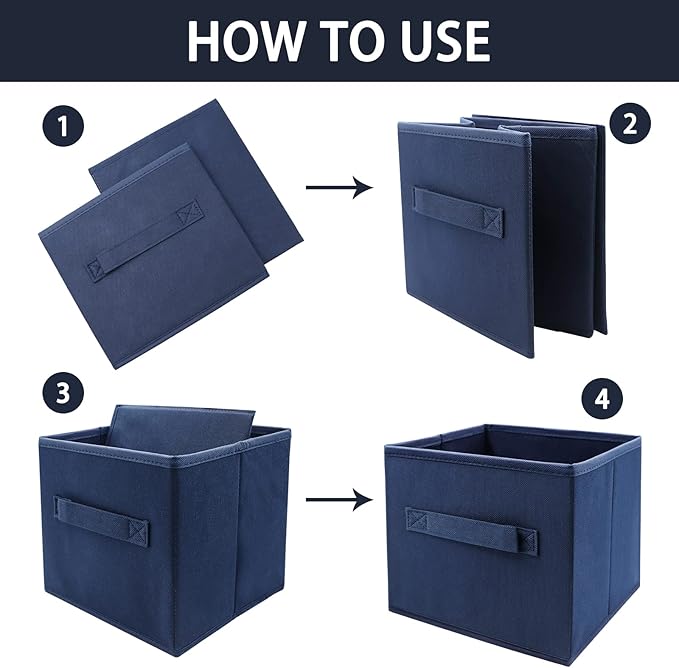 EBIGIC Collapsible Storage Cubes,Cube Storage Organizer 10.5 * 10.5 * 11inch，For home and office Collapsible Closet Shelf Organizers, Drawer Organizers(Blue)