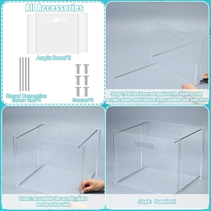 Dispowreath 24 Hanging File Folder with Acrylic Organizer for Letter/a4 Size Desktop Clear File Storage Box with Handles for Home Work Office Use(Blue,Classic)