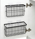 FAMNONE 2-Pack Adhesive Cabinet Door Organizer, 5.9" Inside Cabinet Storage | Lid Organizer for Cabinet, No Drill Wall Mounted Storage Box for Pantry Door, Kitchen & Bathroom Space Saving Organizer
