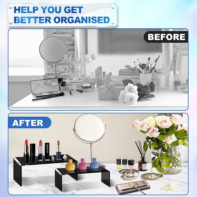 Aheroi Acrylic Risers Display Stands, Acrylic Stands for Display 10Pcs 2Set | Arylic Display Stands Shelf Riser, Black Display Stand Set for Decor,Cupcake Stands Buffet Food Display Set,(7"L~8"L~9"L)