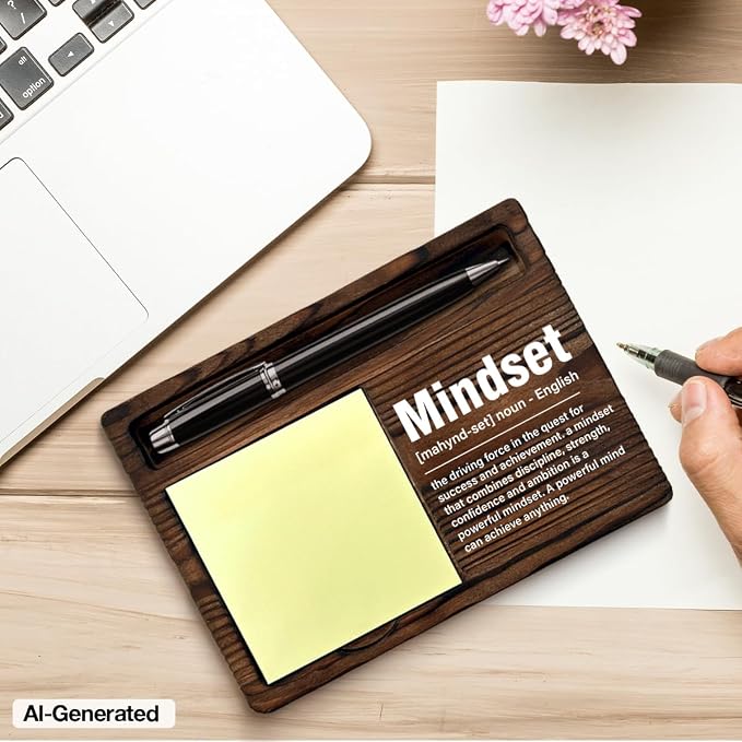 Inspirational Sticky Note Holder Positive Home Office Decor Motivational Gifts for Coworkers Employees Colleagues Mindset Definition Self-Stick Note Pad Holders