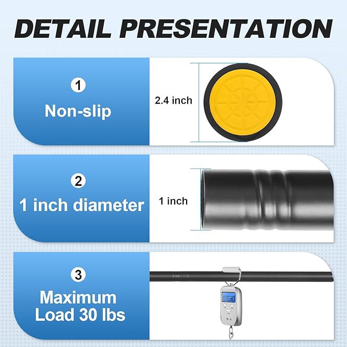 CorkLatta Black Shower Curtain Rod 31 to 92 Inch,1 Inch Diameter Adjustable Spring Tension Stainless Steel Telescoping Rod,Easy Install,No Rust | 1 Inch Diameter Heavy Duty Adjustable Spring Tension Stainless Steel Telescoping Rod