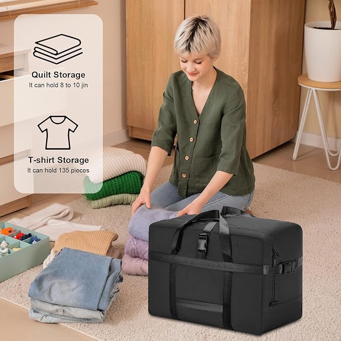 Upgrade Moving Bags Heavy Duty Extra Large, College Packing Bags for Moving Clothes, Moving Supplies & Boxes with Zippers and Handles, Storage Bags Moving Totes Camping Essentials (black, 74L)