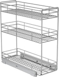ROOMTEC 3-Tier Pull Out Cabinet Organizer for Narrow Cabinet (5.5" W X 20.5" D), Kitchen Cabinet Organizer and Storage Cabinet Pull Out Shelves Under Cabinet Storage for Kitchen, Chrome