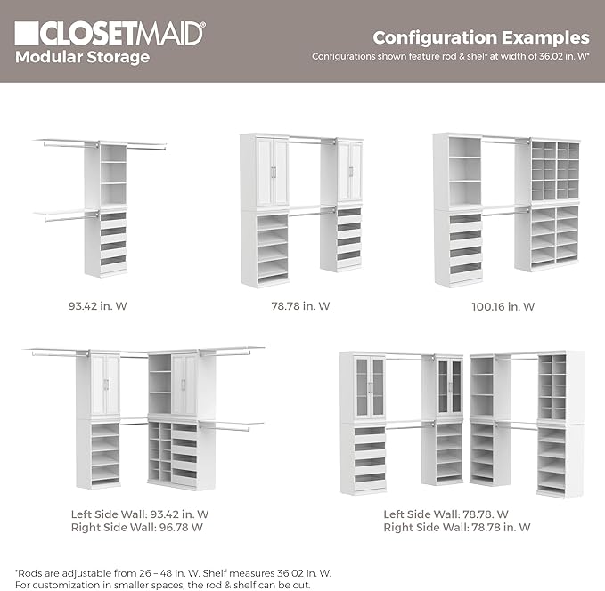 ClosetMaid Modular Storage Shelf Unit with 12 Adjustable Shelves & Dividers, White
