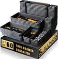 Tool Box Organizer Tray, 60 PCS & 5 Sizes, Black | Durable ABS Plastic Toolbox Desk Drawer Organizer, Interlocking Design, Toolbox Organization Storage for Rolling Tool Chest