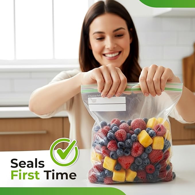 Freezer Bags 1 Gallon Resealable – 100 Count - Extra Strong 2.4 Mil Thick Freezer Bags Gallon Leak Proof With Double - Zip