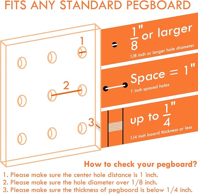 G.CORE Large Pegboard Cups Peg Board Storage Bin 6 Pack with Hooks, Square Box Shape Pegboard Cup Holder Accessories for Garage Workbench/Craft Room/Office/Playroom/Home Kitchen Organization (Pink) | Big Open-Mouth Cups, 1/8" 1/4" Pegboard Organizer Ac...
