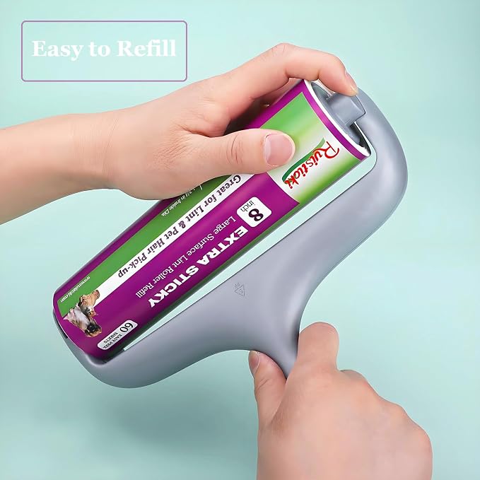 8 inch Large Lint Roller Refills Compatible with Scotch-Brite Pet Hair Pickup Extra Sticky Large Lint Roller 60 Sheets per Refill Pack of 6 Rolls 360 Easy-Tear Adhesive Sheets Total