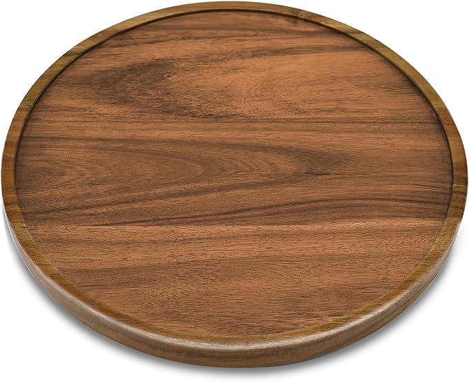 13" Acacia Wood Lazy Susan Organizer Kitchen Turntable for Cabinet Pantry Table Organization
