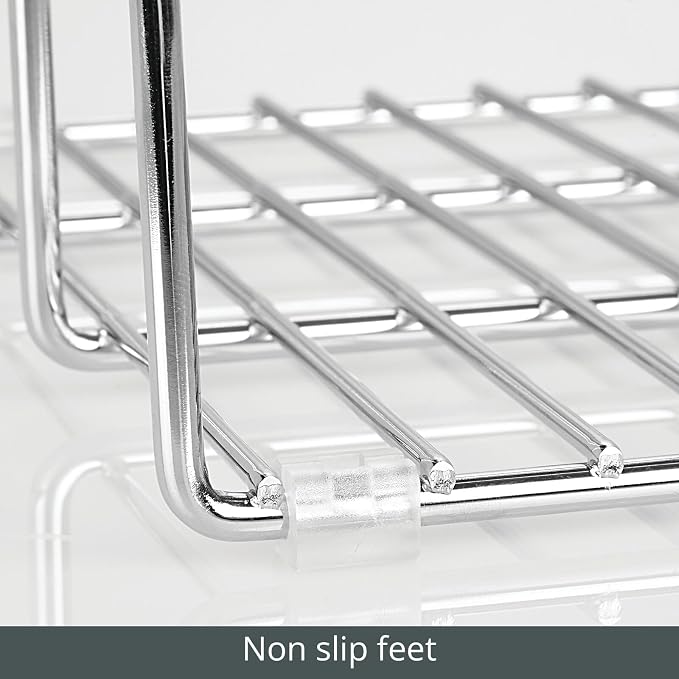 mDesign 3 Slot Tray and Pan Rack — Metal Wire Rack for Pantry and Kitchen Storage — Freestanding Pan Lid Holder Also for Baking Trays and Crockery – Silver