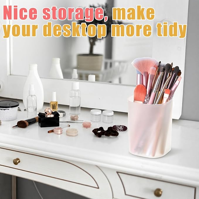 24 Pack Translucent Pen Holder Pencil Cups for Desk Organizers and Storage Stationery Plastic Matte Pencil Holder Cups Ins Style Transparent for Office Home Supplies