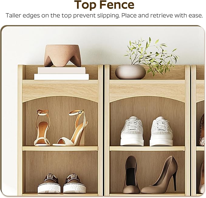 YATINEY 9-Tier Tall Shoe Rack, Wooden Shoe Storage Organizer, Narrow Shoe Cabinet with Removable Shelves for Small Spaces, Holds 9 Pairs of Shoes, for Entrance, Hallway, Natural SS02NL