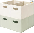 StorageWorks Fabric Storage Bins for Shelves, Closet Organizers and Storage Baskets, Collapsible Storage Bins with Cutout Handles, Medium, 4-Pack, Ivory and Light Green
