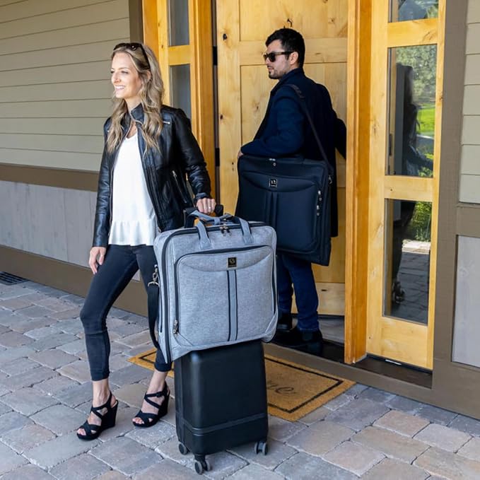 ZEGUR Premium Suit Garment Bag Carry On - Hangs 4 Suits - Travel & Business with Shoulder Strap and Laptop Compartment