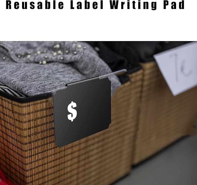 14 Plastic Basket Labels Clip On Set - Removable Bin Labels Clip On with 2 Chalk Markers for Basket Pantry Organization Box