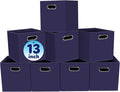 Fabric Cubby Storage Bins,13x13x13 Inches,Cube Organizer Bin Foldable Storage Boxes with Dual Handles Fabric Organizer Box and collapsible Storage basket,Set of 8,Navy Blue