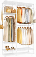 Heavy Duty Clothes Rack, Portable Clothing Garment Rack for Hanging Clothes, Adjustable Storage Closet with Wire Shelves and Hanging Rods, Freestanding Closet Organizer, Max Load 700Lbs, White
