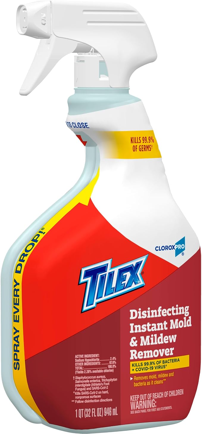 CloroxPro Tilex Disinfecting Instant Mold and Mildew Remover Spray, 32 Fluid Ounces, Pack of 9 (Package May Vary)