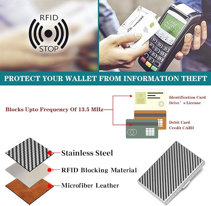 RFID Stainless Steel Credit Card Wallet Slim Metal Business Card Holder for Women Men