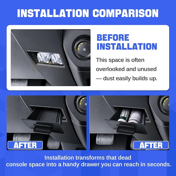 EDBETOS Center Console Drawer Organizer for 2015-2020 Ford F150 Accessories | Hidden Storage Tray, Cubby Drawer Insert Box, Interior Armrest Organizer, Extra Compartment