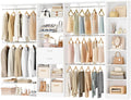 Besiost Closet System - 9.4FT/112" Closet Organizer System with Wooden Drawers,Closet Systems for Walk-In Closets with Hang Rods and Open Cabinet