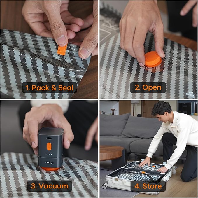 Vacuum Storage Bags for Travel with Rechargeable Pump, Carry on Size Compression Packing Cubes for Luggage and Suitcase, Space Saver Vacuum Seal Bags for Clothing and Clothes, 20 Combo, 4 Travel Sizes