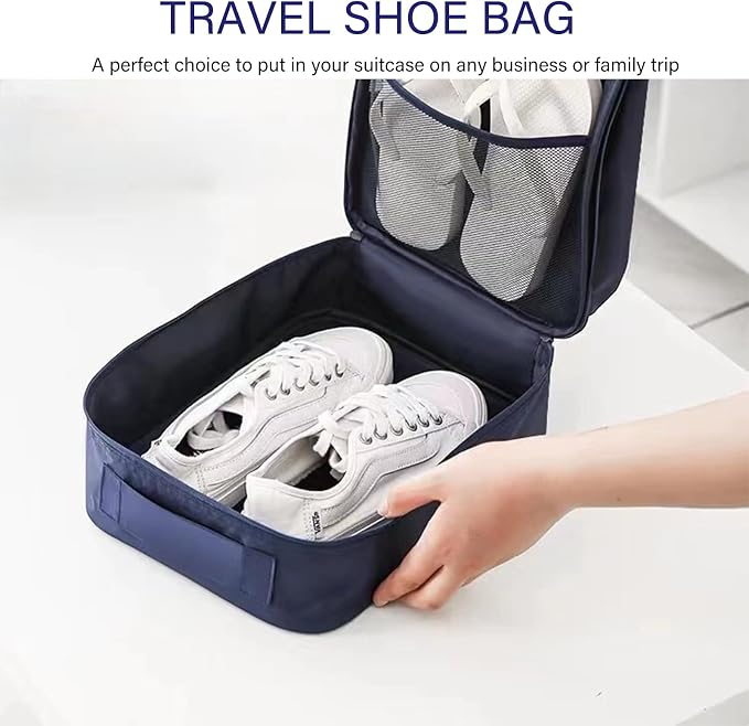 Travel Shoe Bag Holds 3 Pair of Shoes, Hezelf Shoe Storage Pouch for Travel and Daily Use, Travel Suitcase Shoe Organizer, Waterproof