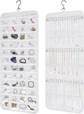 Bloss Hanging Jewelry Organizer, Double-Size jewelrys Storage with Hanger Hooks, Large Jewelrys Storage with 48 Pocket, Earring,Necklace Holder,Womens Jewelry Holder,White