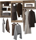 Modular Closet System, 66" Wide Closet Organizer System with Hanging Shelving , Wood Tower Closet Storage for Walk In Closets, Wall Mounted Wardrobe Organizer Kit System, Bedroom, Wood
