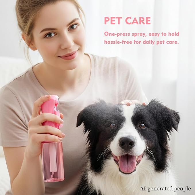 Continuous Spray Bottle, 6.8 OZ Hair Spray Bottles, Ultra-Fine Mister Spray Bottle for Hairstyling, Cleaning, Plants, Pets, Salons, and More (2 Pack)
