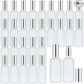 Roshtia 30 Pcs Glass Spray Bottle Clear Empty Bottles Small Refillable Reusable Perfume Bottle with Fine Mist Sprayer Pump for Face Body Travel(3.4 oz,Silver)