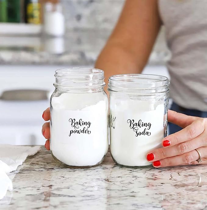 Pantry Organization Labels, Pantry Labels for Jars Containers Set of 7, Black Script Font, Common Baking Ingredients AG 11025