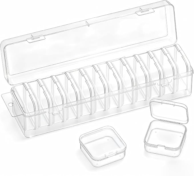 Bead Organizer Box, 13 Pcs Compartments Clear Plastic Storage Containers Set for Bracelet Making DIY, Jewelry, Small Parts