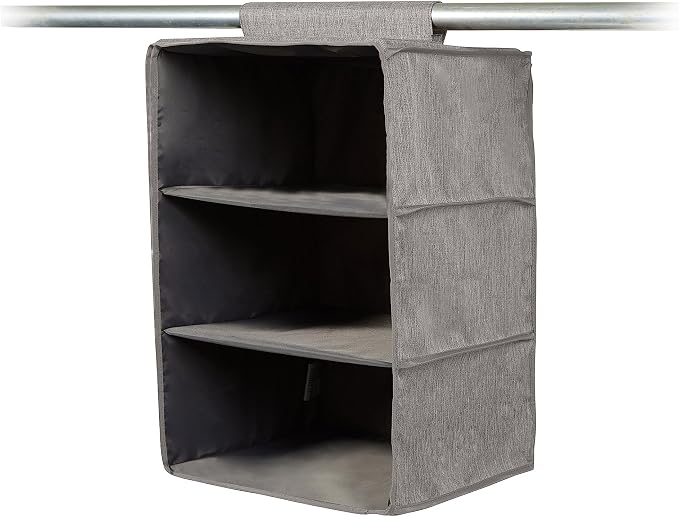 Covermates Keepsakes Hanging Closet Organizer – Heavy Duty Vertical Wardrobe Storage Shelves for Sweaters, Handbags, and Shoes – Acid-Free Interior Lining, Grey Heather