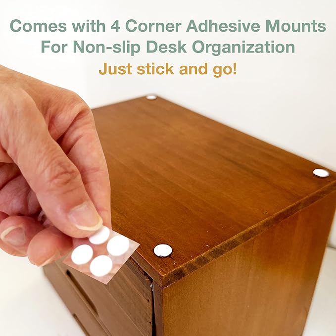 Modular Stackable Apothecary Cabinet 4 Drawer Desk Organizer - Retro Library Card Catalog Wood Storage Box - Organize Stationery, Thread Embroidery, Sewing, Crafts, Junk Drawer & Supplies Countertop