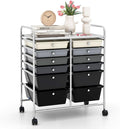 LDAILY 12 Drawer Rolling Storage Cart, Craft Cart Organizer on Wheels w/Metal Frame, Large Capacity & Smooth Drawer, Rolling Cart w/Drawers for Classroom, Office
