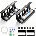 Cord Management Under Desk, 16.5" L x 4.7" W x 6.8" H, 2 Pack Under Desk Cable Tray, Wire Organizer for Power Strip, Tape Mount or Screw Mount, Easy Install Cord Raceway for Desk & Home