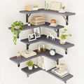 Fixwal Corner Floating Shelves Set of 5, Rustic Wood Wall Mounted Corner Shelf for Bathroom, Kitchen, Bedroom, Home Decor, Laundry Room, Living Room(Gray)