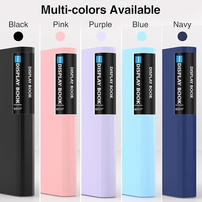 Sooez 72 Pocket Binder with Plastic Sleeves & Elastic Band, Large Capacity 8.5x11 Presentation Book Display 144 Pages, Art Portfolio Document Folder with Clear Sheet Protectors for Office School