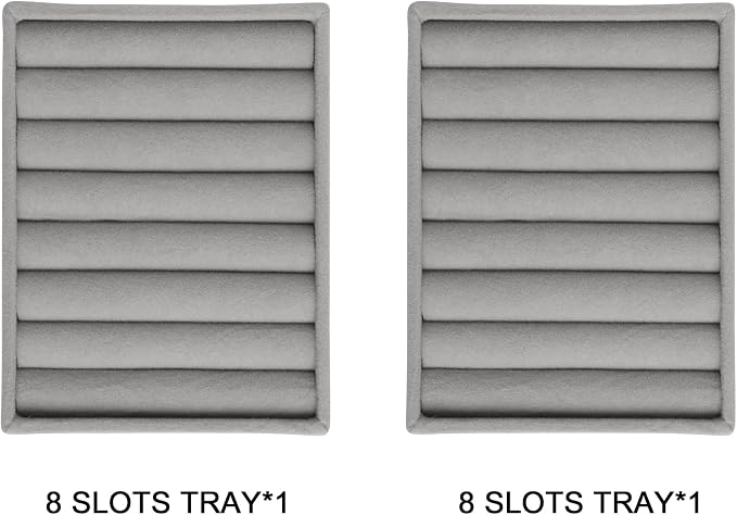 Frebeauty Small Jewelry Trays for Drawer,2 Pack 7 Slots Ring Organizer | Jewelry Box Inserts,Drawer Inserts,Vanity Drawer Organizer,Mini Size,Compact Ring Holder,Stackable Ring Tray