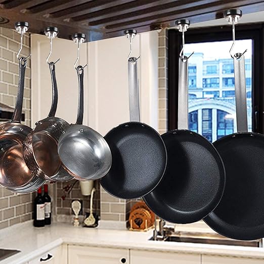 Ant Mag Swivel Magnetic Hooks 50lbs Heavy Duty Grill Magnet Hooks 4 Pack with Scratch Proof Stickers Great for Home Refrigerator Kitchen Store Grill BBQ Office Warehouse (Black)